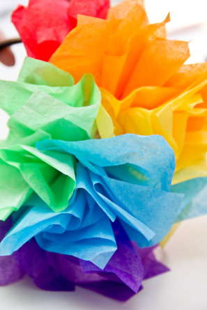 DIY Rainbow Tissue Paper Fascinator